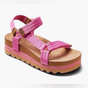 Reef Pink Cork Platform Sandals